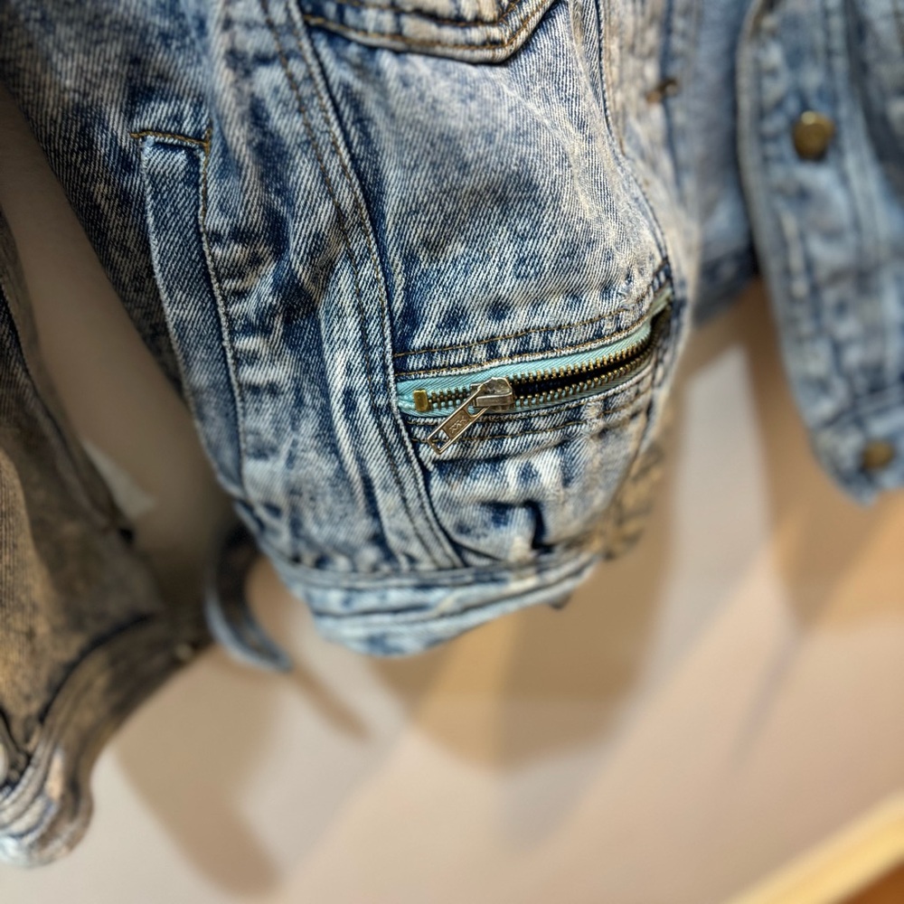 Vintage 80s Acid Wash Denim/Jean Jacket Unisex Men’s Sm Women’s Med - Picture 6 of 13